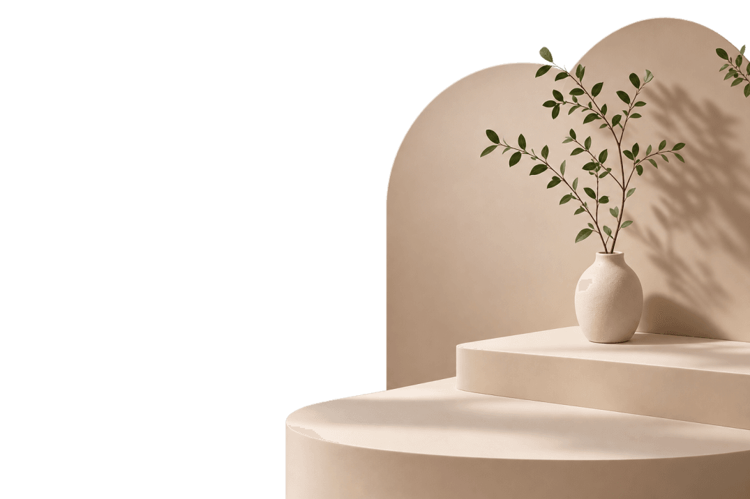 Decorative background with arches and plant