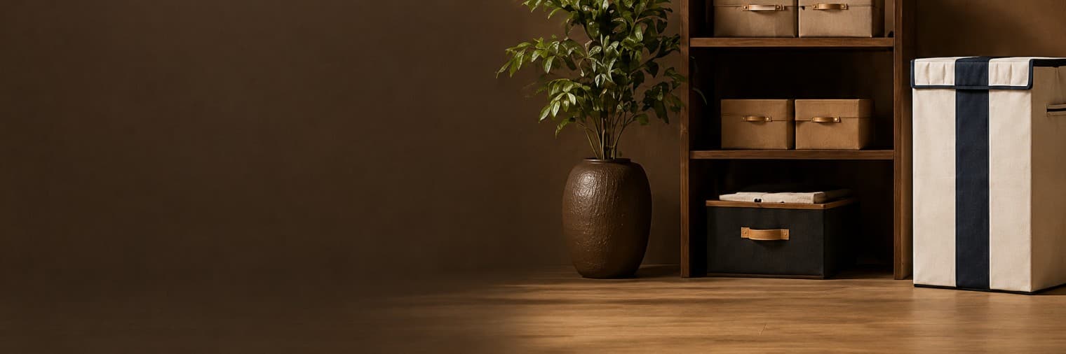 Warm, organized living space with Shree Kraft organizers and shelf storage